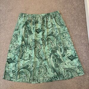 Vintage Maggie Sweet Paisley Green Midi A-Line Skirt